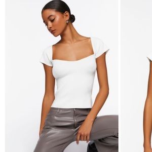 Black sweetheart neckline knit top